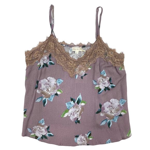 Hem & Thread Floral Cami Sz S 2 4 New Mauve Purple Lace Rayon Tank Top Camisole - Picture 4 of 9